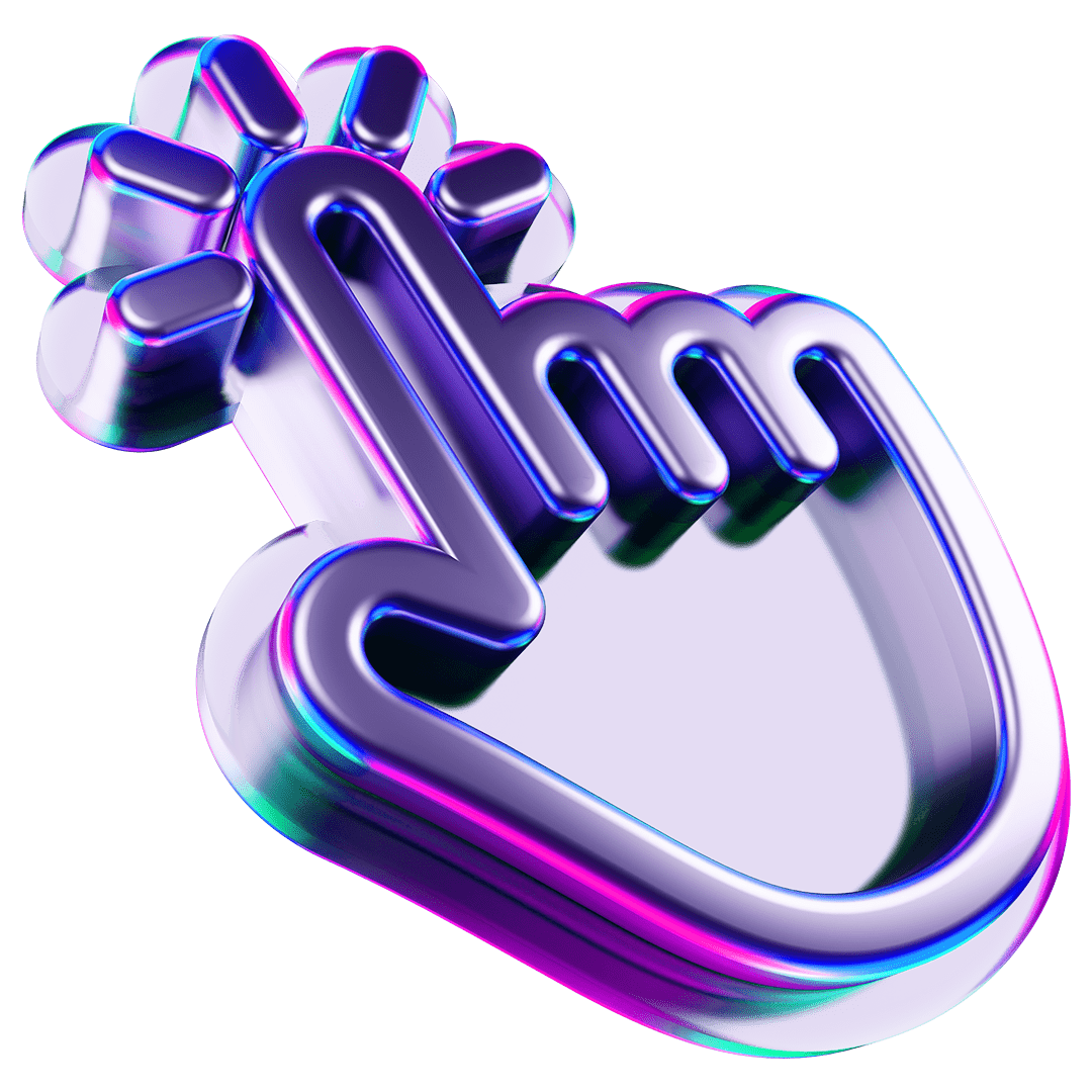 Holographic chrome effect image of a click