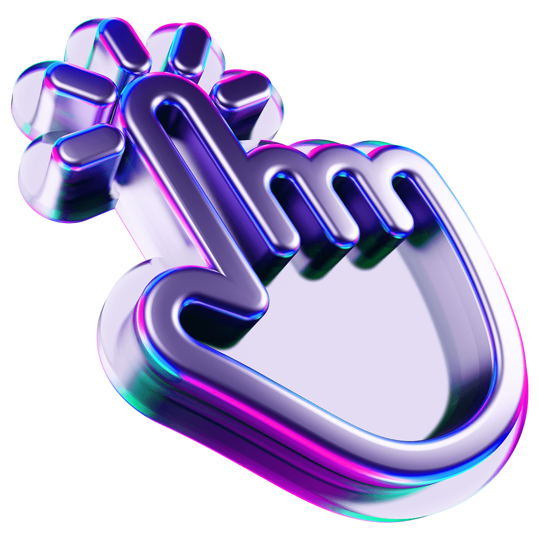 Holographic chrome effect image of a click